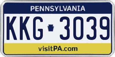 PA license plate KKG3039