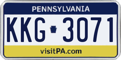 PA license plate KKG3071