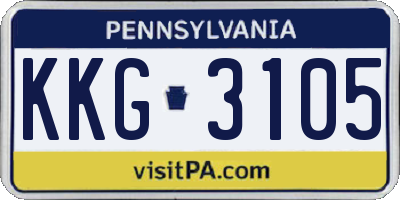 PA license plate KKG3105