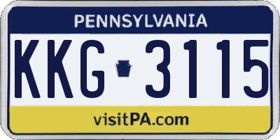 PA license plate KKG3115