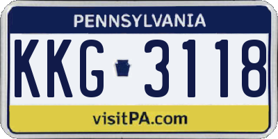 PA license plate KKG3118