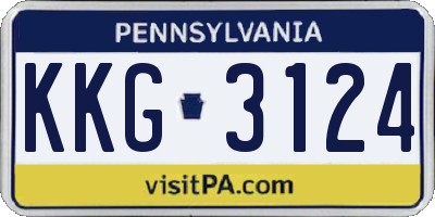 PA license plate KKG3124