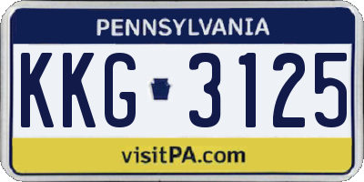 PA license plate KKG3125