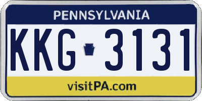 PA license plate KKG3131