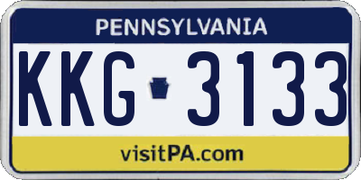 PA license plate KKG3133