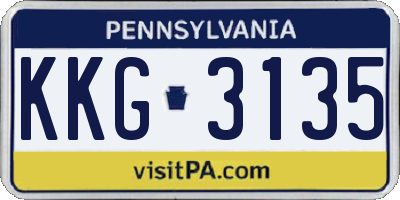 PA license plate KKG3135