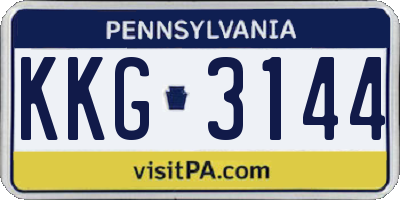 PA license plate KKG3144