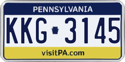 PA license plate KKG3145