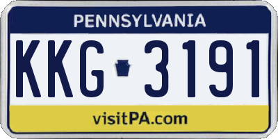 PA license plate KKG3191