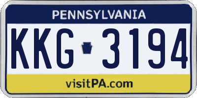 PA license plate KKG3194