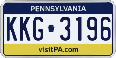 PA license plate KKG3196