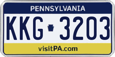 PA license plate KKG3203