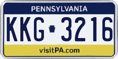 PA license plate KKG3216