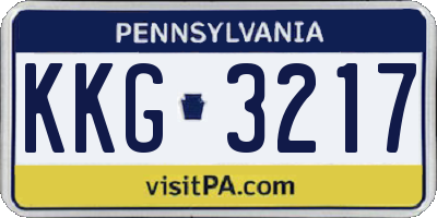 PA license plate KKG3217