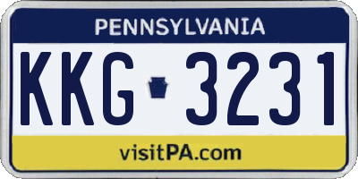 PA license plate KKG3231