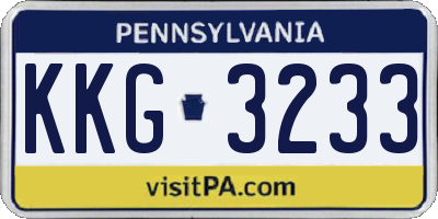 PA license plate KKG3233