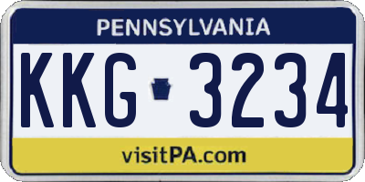PA license plate KKG3234