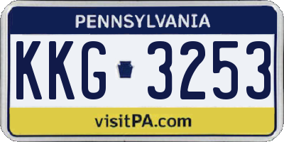 PA license plate KKG3253