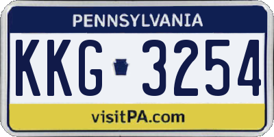 PA license plate KKG3254