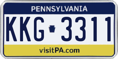 PA license plate KKG3311