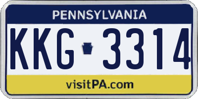PA license plate KKG3314