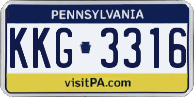 PA license plate KKG3316