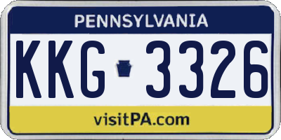 PA license plate KKG3326