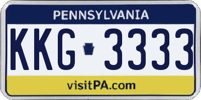 PA license plate KKG3333