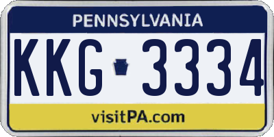 PA license plate KKG3334