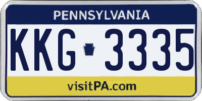 PA license plate KKG3335