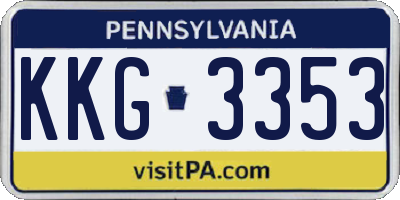 PA license plate KKG3353