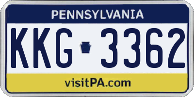 PA license plate KKG3362