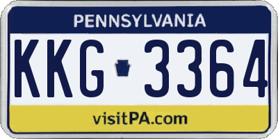 PA license plate KKG3364
