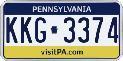 PA license plate KKG3374