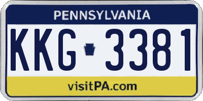 PA license plate KKG3381