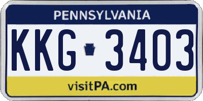 PA license plate KKG3403