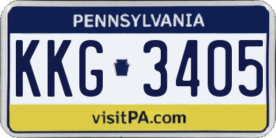PA license plate KKG3405
