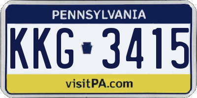 PA license plate KKG3415