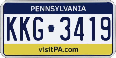 PA license plate KKG3419