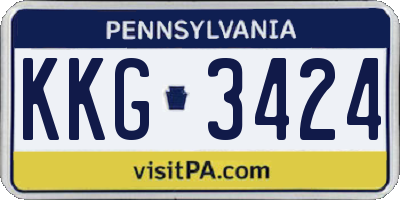 PA license plate KKG3424