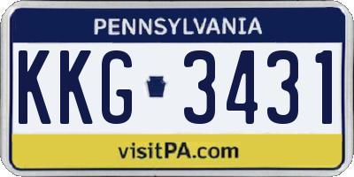PA license plate KKG3431