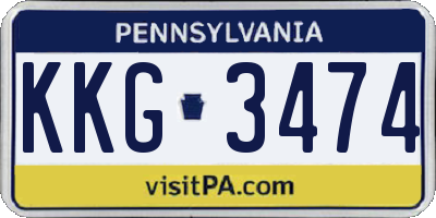 PA license plate KKG3474
