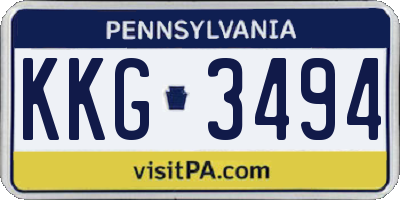 PA license plate KKG3494