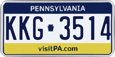 PA license plate KKG3514