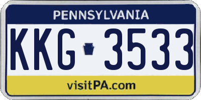 PA license plate KKG3533