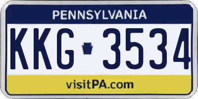 PA license plate KKG3534