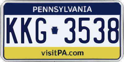 PA license plate KKG3538