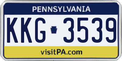 PA license plate KKG3539