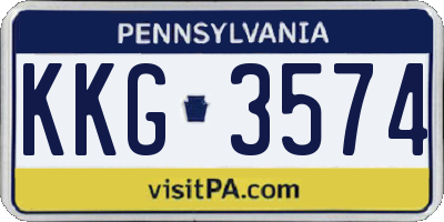 PA license plate KKG3574