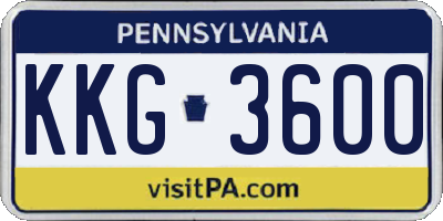 PA license plate KKG3600